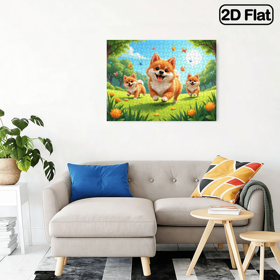 500 pieces of fun puzzles - lively corgi dog, suitable for adults aged 12 and above, 15 x 20.5 inches.