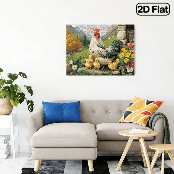 500 pieces of horizontal paper jigsaw puzzle - The mother chicken and her chicks on the hillside, size 20.5 * 15 inches.