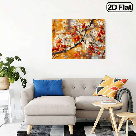 500 pieces of horizontal paper jigsaw puzzle - warm-toned branches with blooming flowers and fruits, size 20.5*15 inches.