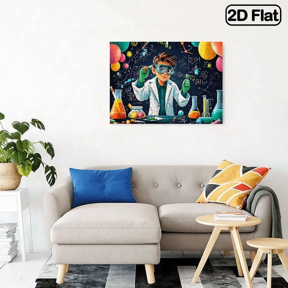 500 pieces of jigsaw puzzle, scientist's laboratory chemical experiment cartoon drawing