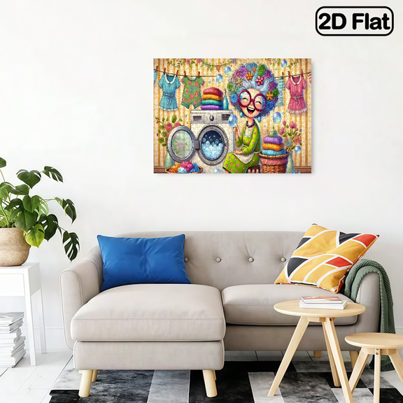 500 pieces of jigsaw puzzle, washing clothes in the laundry room