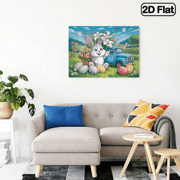 500 pieces of the fun "Easter Bunny and Egg Truck" jigsaw puzzle.
