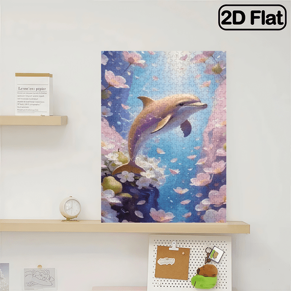 500 pieces of vertical jigsaw puzzle "Dolphin Leaping Out of Water", with dimensions of 14.9 * 20.4 inches