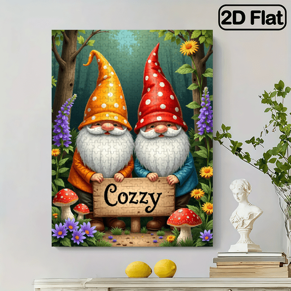 500 pieces of vertical paper jigsaw puzzle - A cozy dwarf garden, with dimensions of 15*20.5 inches.