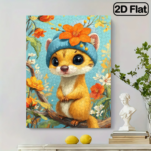 500 pieces of vertical paper jigsaw puzzle - A squirrel standing on a branch, size 15 x 20.5 inches.