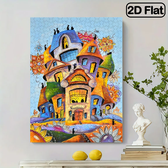 500 pieces of vertical paper jigsaw puzzle - Abstract house, size 15 x 20.5 inches.