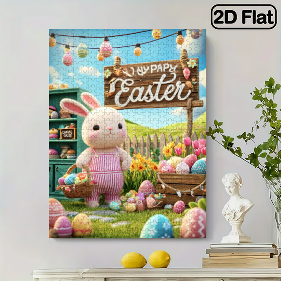 500 pieces of vertical paper jigsaw puzzle - Easter Bunny, size 15 x 20.5 inches.