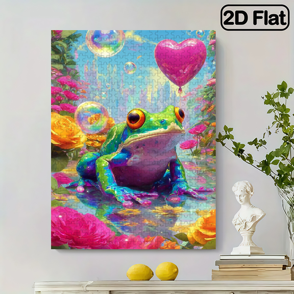 500 pieces of vertical paper jigsaw puzzle - Fantasy Frog, with dimensions of 15 x 20.5 inches.