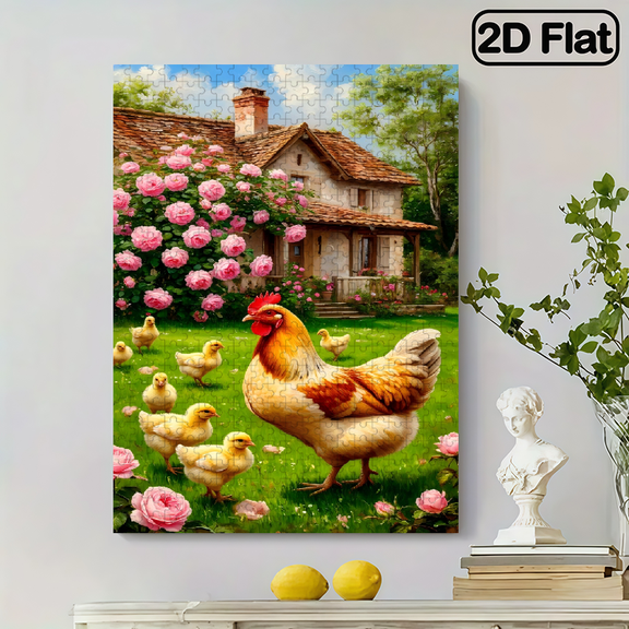 500 pieces of vertical paper jigsaw puzzle - Hen with Chick, size 15*20.5 inches.