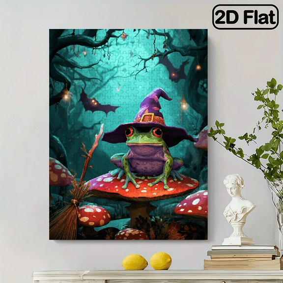 500 pieces of vertical paper jigsaw puzzle - Magic Frog, with dimensions of 15 x 20.5 inches.