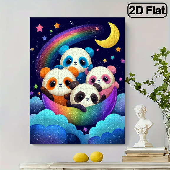 500 pieces of vertical paper jigsaw puzzle - Panda on the Cloud, size 15 x 20.5 inches.