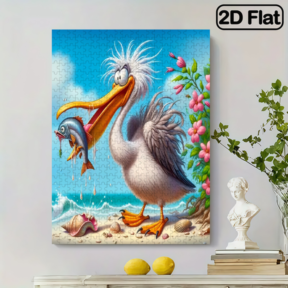 500 pieces of vertical paper jigsaw puzzle - a bird fishing, size 15 x 20.5 inches.