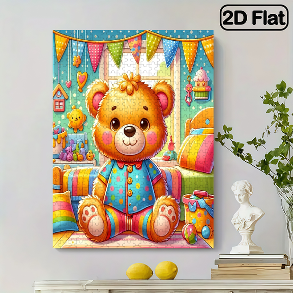 500 pieces of vertical paper jigsaw puzzle - a cartoon bear, with dimensions of 15*20.5 inches.