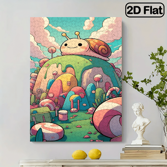 500 pieces of vertical paper jigsaw puzzle - a cute snail, with dimensions of 15 x 20.5 inches.