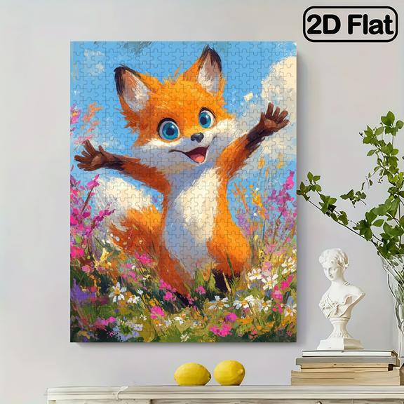500 pieces of vertical paper jigsaw puzzle - charming fox, size 15 x 20.5 inches.