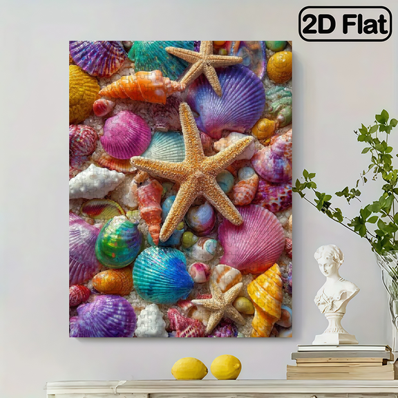 500 pieces of vertical paper jigsaw puzzle - colorful seashell starfish, size 15*20.5 inches.
