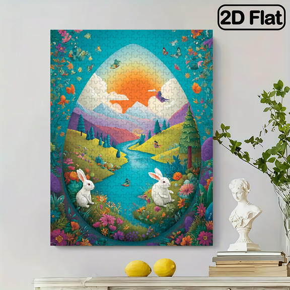 500 pieces of vertical paper jigsaw puzzle - dreamy egg-shaped landscape, size 15 x 20.5 inches.