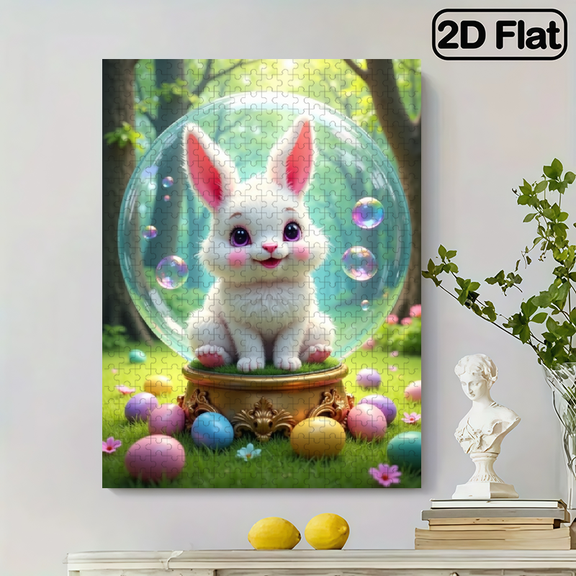 500 pieces of vertical paper jigsaw puzzle - dreamy white rabbit, size 15 x 20.5 inches.