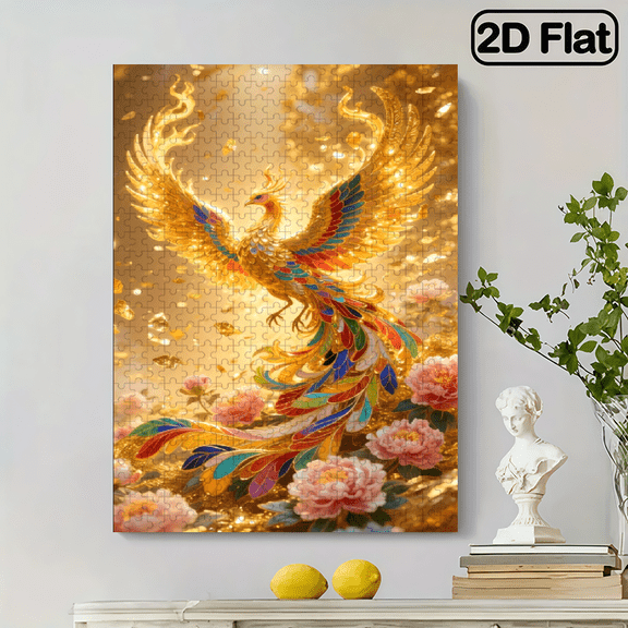 500 pieces of vertical paper jigsaw puzzle - magnificent golden phoenix, size 15*20.5 inches.