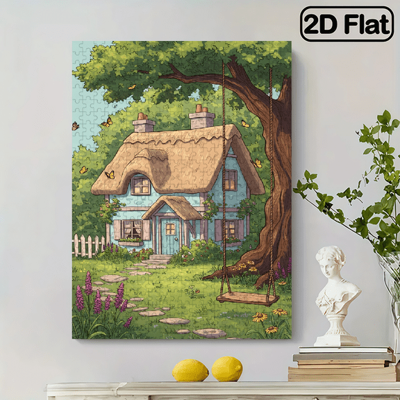 500 pieces of vertical paper jigsaw puzzle - swing outside the house, size 15*20.5 inches.