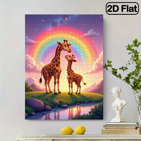 500 pieces of vertical paper jigsaw puzzle - two cozy giraffes, size 15*20.5 inches.