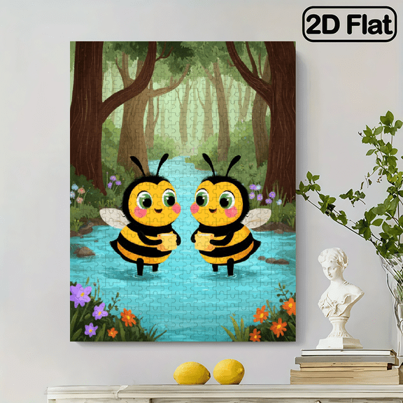 500 pieces of vertical paper jigsaw puzzle - two little bees, size 15*20.5 inches.