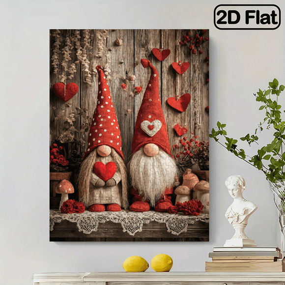 500 pieces of vertical paper jigsaw puzzle - two romantic gnomes, size 15 x 20.5 inches.