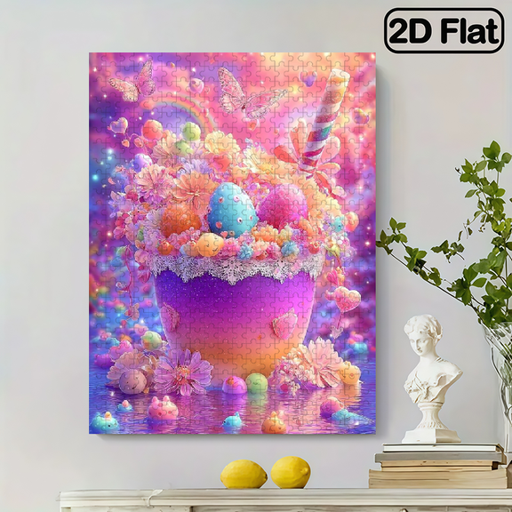 500 pieces of vertical paper jigsaw puzzles - a cup of lovely ice cream, with dimensions of 15*20.5 inches.