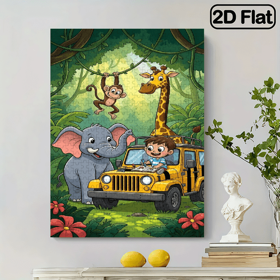 500 pieces of vertical paper jigsaw puzzles - animals and humans, with dimensions of 15 x 20.5 inches.