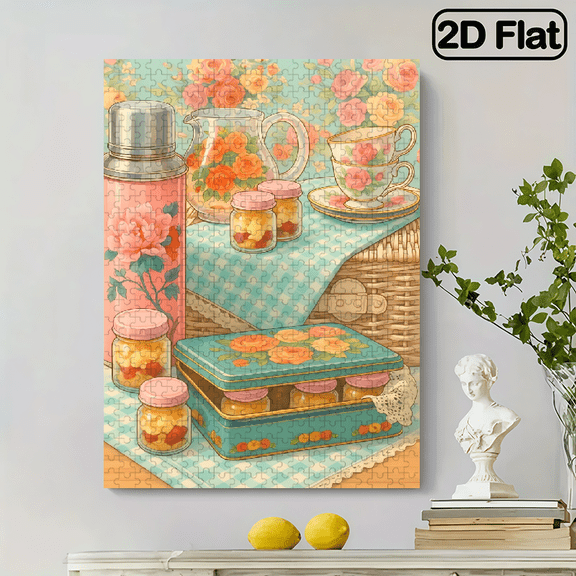 500 pieces of vertical paper jigsaw puzzles - beautiful tableware, with dimensions of 15*20.5 inches.