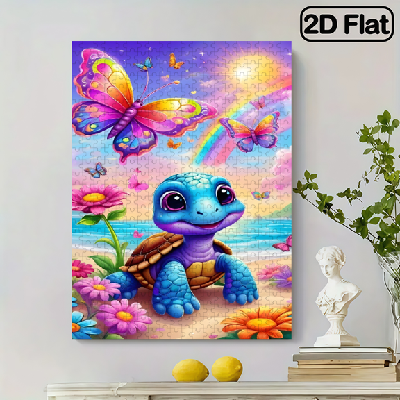 500 pieces of vertical paper jigsaw puzzles - butterflies and turtles, with dimensions of 15 x 20.5 inches.