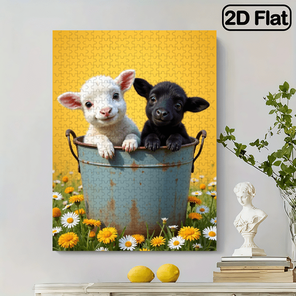 500 pieces of vertical paper jigsaw puzzles - cute lambs, size 15 x 20.5 inches.