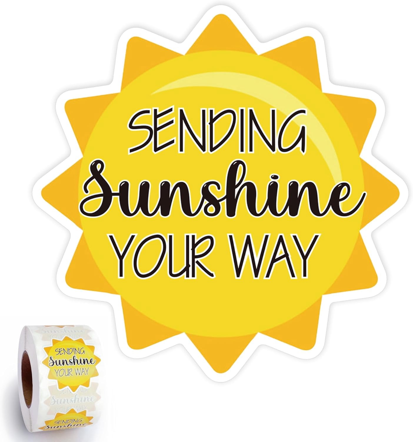 500 pieces send sunshine your way stickers, summer sticker roll, sunshine happy mail envelope transportation packaging supplies