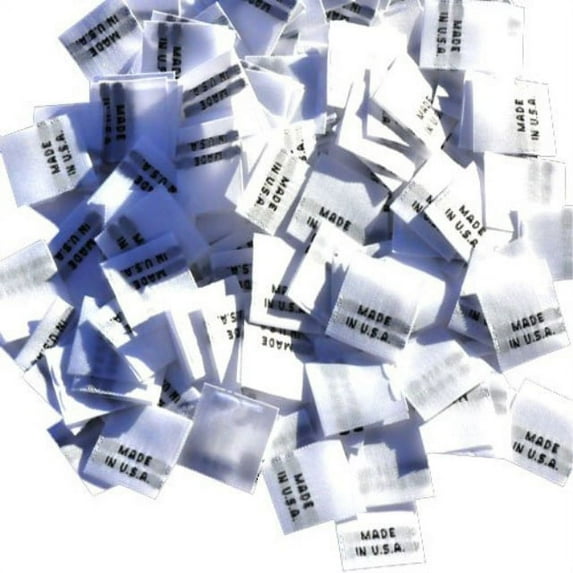 500 woven clothing labels white with black lettering, made in u.s.a. (500 labels/pack)