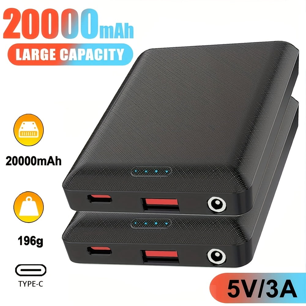 5000/20000mAh Power Bank Portable Charge DC5V 3A Output USB Output Type C Output Portable Charger Phone External Battery Pack for Heating Vest Jacket Scarf Gloves Electric Heating Equipment(1pc/2pcs)