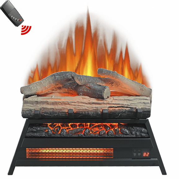 5000 BTU Electric Fireplace Insert, Seizeen 1500W Heater for Home Inside Use, Electric Log Set Heater w/Timer for 400 sq. Ft, 4 Realistic Flame Effects, 64-82