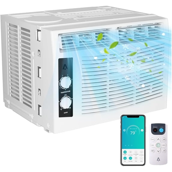GOGRANT White 5000-BTU Window AC Unit, cools up to 150 sq ft, with mechanical controls
