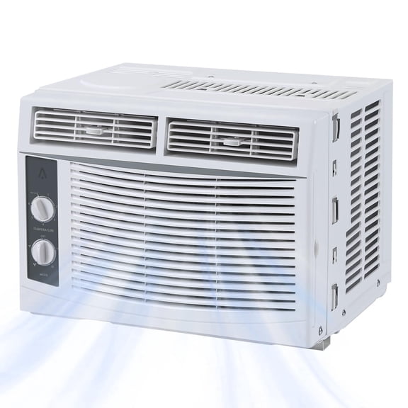 5000 BTU Window AC Unit, Mechanical Control Air Conditioner, Cools 150 Sq. Ft, Low Noise, Easy Install Kit