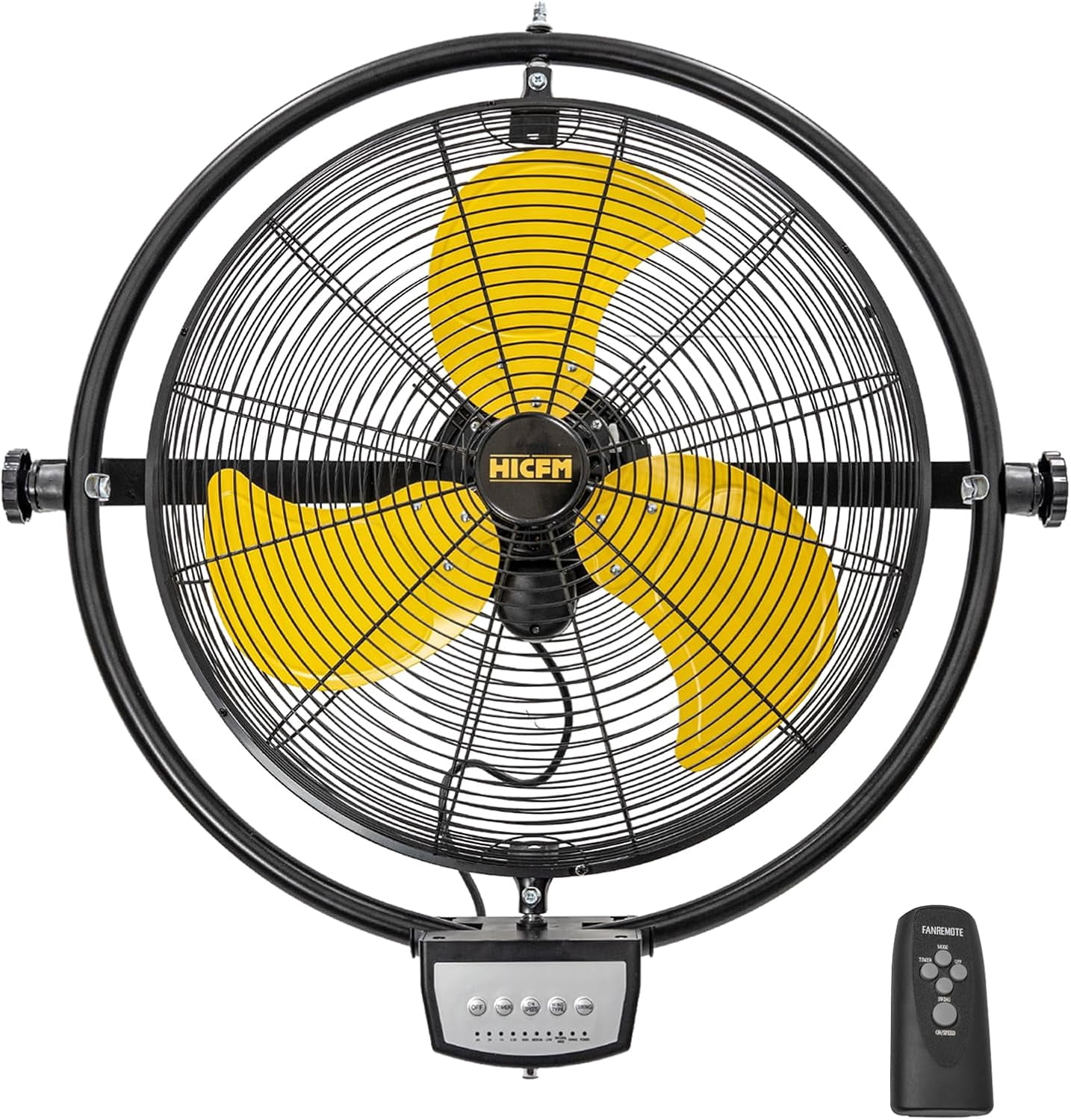 24" Industrial Wall Mount Fan With Remote - EC Motor, 9000 CFM, 8 Speeds, Oscillating For Shop & Garage