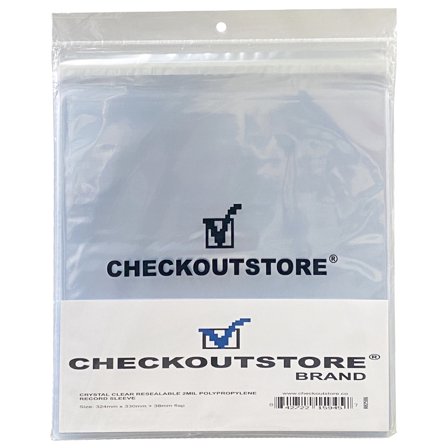 5000 CheckOutStore Clear Plastic OPP with Sealable Flap for 12" LP Vinyl Record Album Covers (Outer Sleeves)
