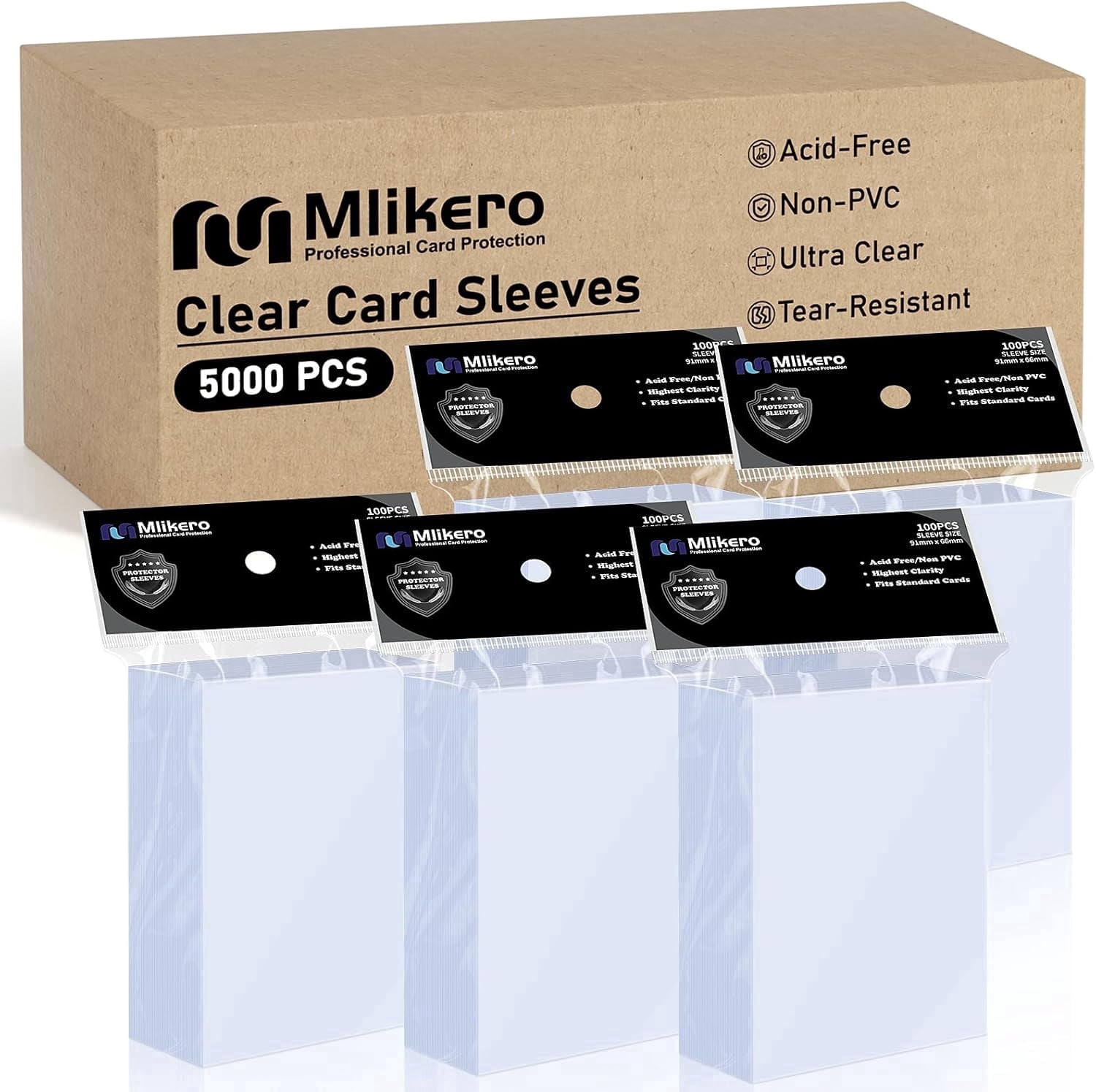 card sleeve size for mtg Mlikero 1000 Counts Black Sleeves, Matte Card Deck Card Protectors, Trading Card Sleeves Fit MTG, TCG and Sports Cards Inner sleeves come in an exact size to fit perfectly around standard Oversize Card Sleeves 3.6 inch