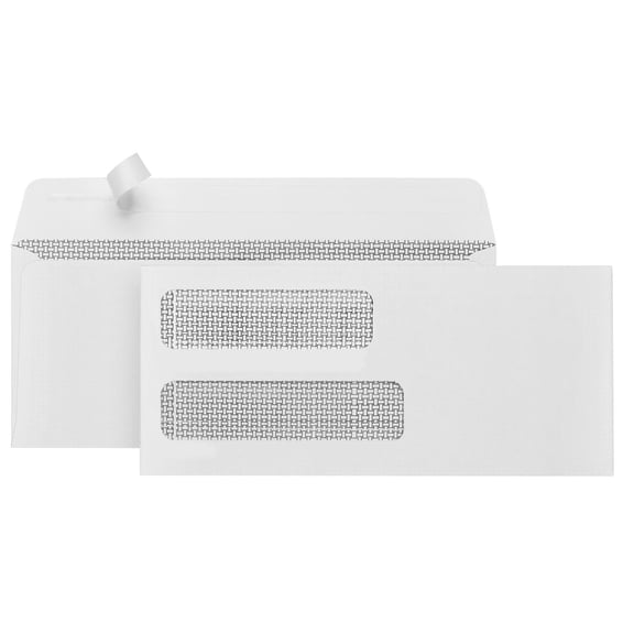 5000 Double Window Envelopes Sseal #10- For Multiple Statements Quickbooks Invoices Checks -10 Security Peel And With 2 Windows Left Size 4 1/8 X 9 1/2