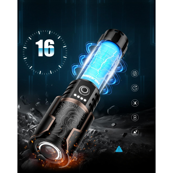 5000 Lumens Rechargeable Flashlight, Tactical LED Flashlight High Lumens with Ignition Lens, 6 Modes Zoomable Waterproof Flash Light for Camping Emergency & Outdoor Adventure$$Tools & Hardware Other