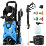5000 PSI Electric Pressure Washer, 2.8 GPM Power Washer with 33FT Extension Hose, Pressure Adjustable (2500PSI-5000PSI), 4 Quick Connect Nozzles and Foam Cannon for Car/Fence/Driveway/Patio(Blue)