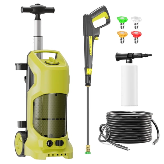 5000 PSI Max Electric Pressure Washer 3.2 GPM with Foam Bottle, Telescopic Aluminum Handle, Wheels and 4 Spray Nozzles for Effective Cleaning Tasks