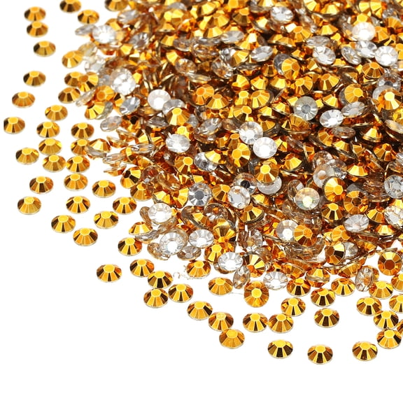 5000-Pack Resin Flatback Rhinestone, 4mm Flat Back Rhinestones Crystals Bulk for Crafts/Clothes/Nail Decoration [Gold Tone]