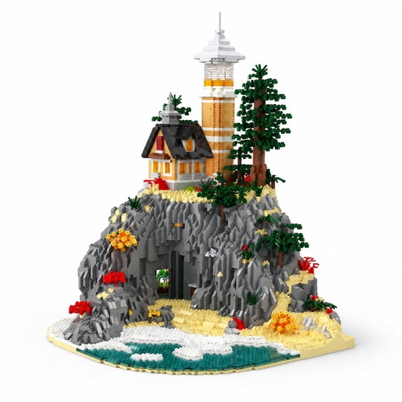 5000+Pcs Lighthouse Micro Building Blocks for Adults, Coastal Architecture Building Set with Island Cliff, Seaside House and Cave Scene, Mini Building Bricks Model Kit & Home Office Decoration