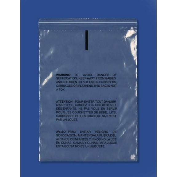 5000 - Self Adhesive Clear Resealable Plastic Bags w/ Suffocation Warning Print 22" x 24", 1.5 Mil Thick