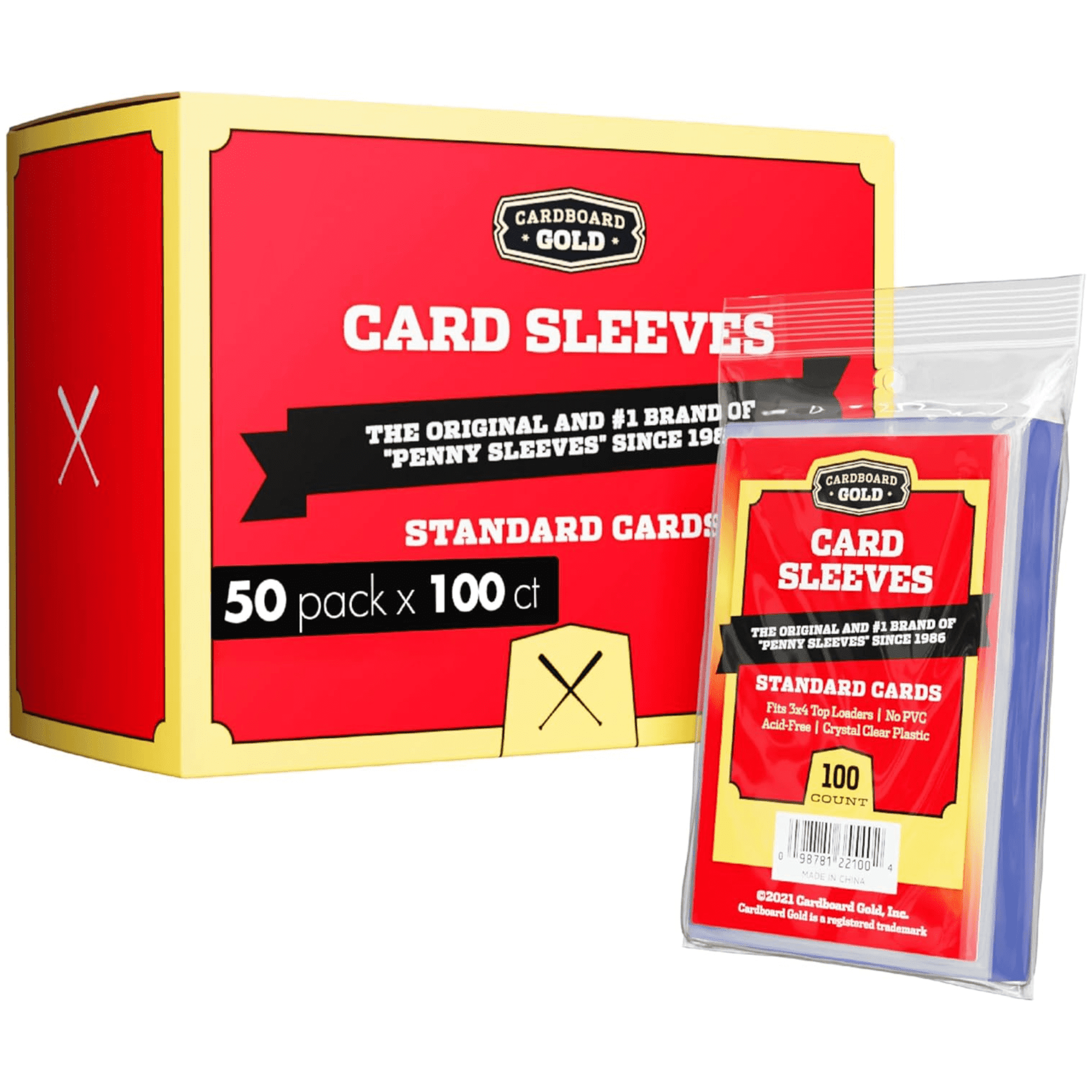 Cardboard Gold 5000 Penny Sleeves - Crystal-Clear, Durable 2-5/8" x 3-5/8" Card Protectors for Standard Trading Cards