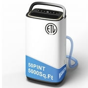 5000 Sq. Ft. Dehumidifier, Dehumidify/Dry/Feed Air Mode, Intelligent Humidity Control with Timer, Drainage Hose for Bedroom, Office, Basement, Laundry Room